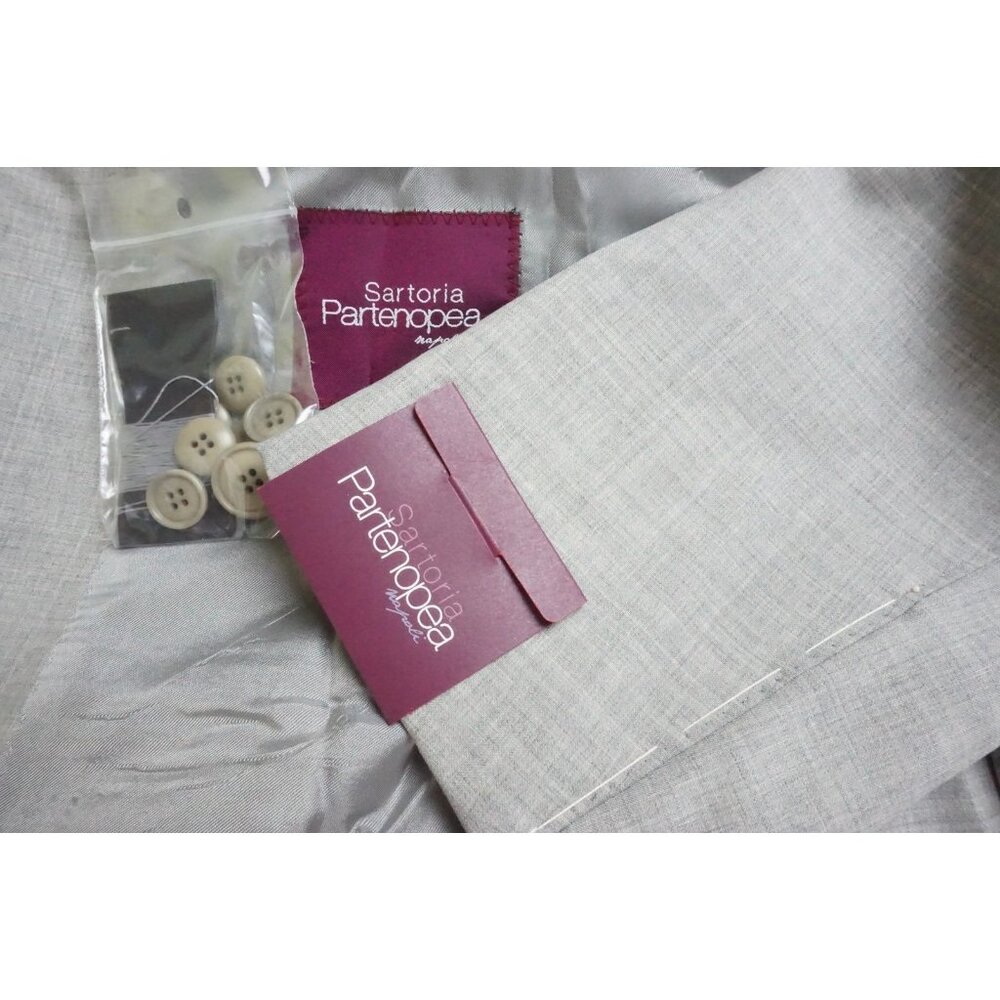 Sartoria Partenopea Light Gray S140s Wool 2 Pc Suit Jacket Pants 46R BRAND NEW